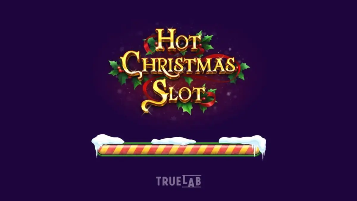 Tampilan antarmuka mobile dari Hot Christmas Slot yang menampilkan simbol buah dan dekorasi Natal